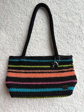 The Sak Black Crochet Stripe Shoulder Bag - Multicolor